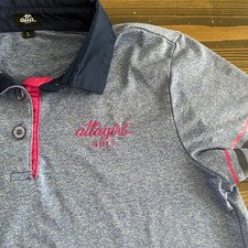 Girls Atta Golf Polo Shirt L Blue Pink Athletic Preppy Activewear CS