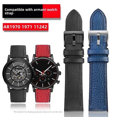 For Armani AR1970 1918 11242 11201 1971 Silicone Genuine Leather Watch Strap 22