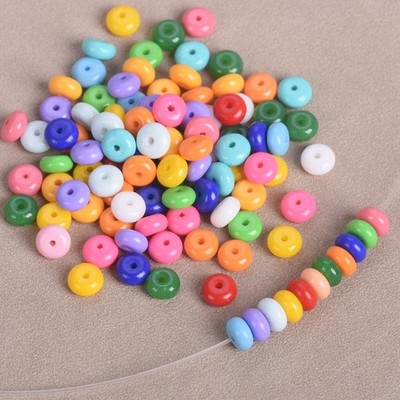 50 Stk 6mm Rondelle Beschichtete Opake Glas Abstandshalter Perlen Schmuck DIY