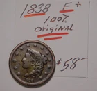 Photo of a 1838-P Large Cent from an eBay listing that sold on Jul 19, 2026