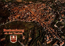Aerial Rothenburg ob der Tauber Germany vintage postcard c381