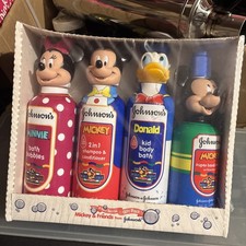 Vintage JOHNSON'S Mickey & Friends Gift Set Bubble Bath Shampoo Soap, Sealed