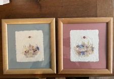 Set Of 2 Vintage Wildflower Pressed Flower Framed Art