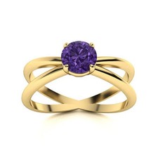 Sterling Silver Natural Amethyst Statement Solitaire Wedding Ring Jewelry