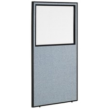 36-1/4"W x 72"H Office Partition Panel with Partial Window Blue