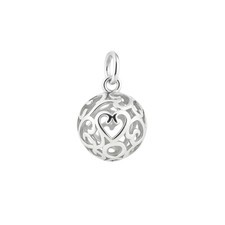 Argento 925 10mm Filigrana 3D Cuore Sfera Ciondolo Collana Bracciale Pendente