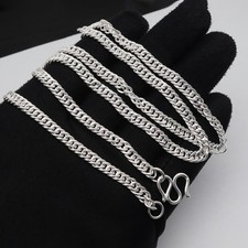 Pure 999 Fine Silver Necklace 5mm Curb Link Chain Necklace 21.6inch L 25-27G