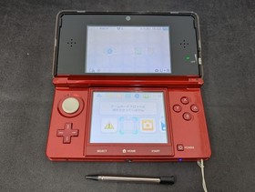 B3389 Nintendo 3DS console Flare Red Japan w/Box pen adapter manual x