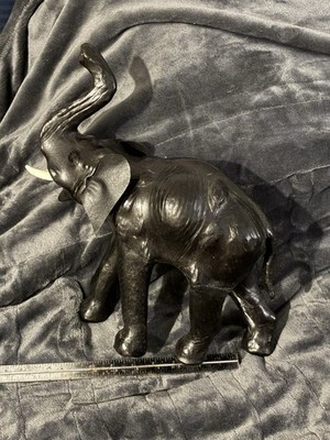 14  Black Elephant Trunk Up Figurine Statue - Made In India- Not Stone woodResin