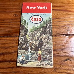 ESSO 1951 New York Road Map With Pictorial Guide