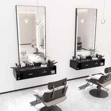 Lockable Wall Mount Hair Styling Station Barber Cabinet Beauty Salon Equipment