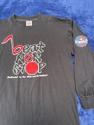 Vintage 90s Beat Non Stop Record Store Long Sleeve T Shirt Size XL