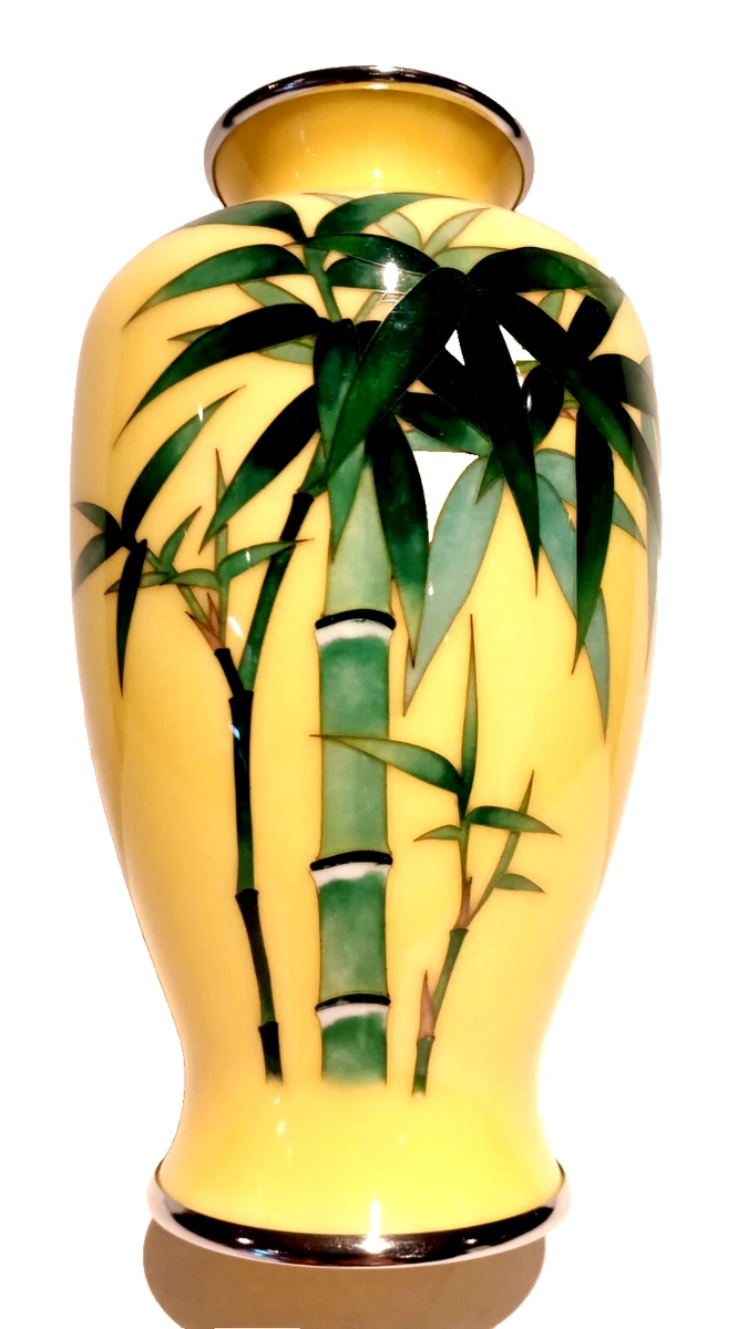黄色景泰蓝日本古董花瓶| eBay