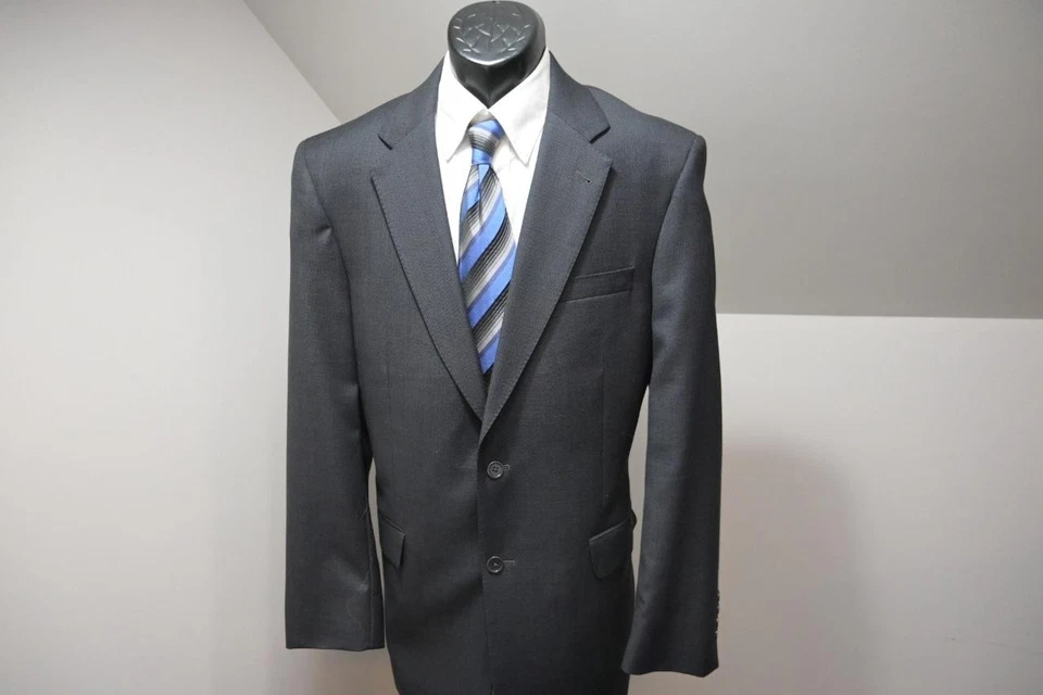 Jos A Bank 100% Lana Negro/Gris 2 Piezas Traje Pantalones Chaqueta Hombre Talla 32 x 34 42 L Foto 4 de 4