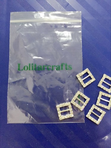 35pcs Cute Square Rhinestone Buckle Invitation Ribbon Slider for Wedding Supp... - Picture 4 of 7