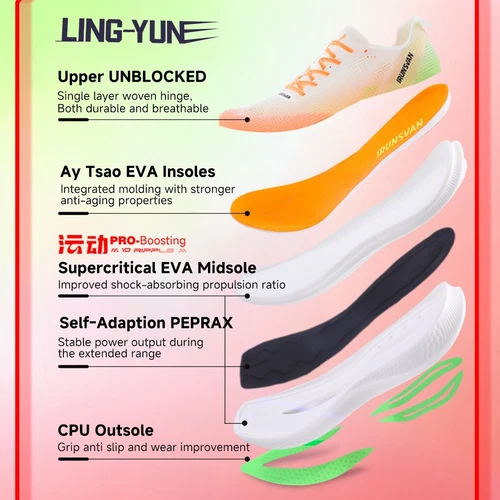 Men Lightweight Nylon Carbon Plate Marathon Running Shoes Comfy Lace Up Shoes - ? 3/42 ???