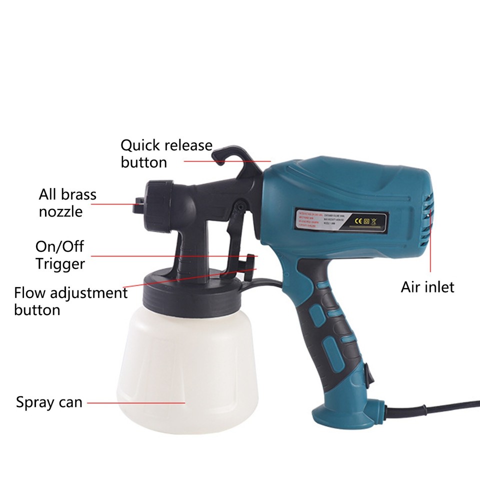 PAINT SPRAYER SPRAY GUN AIRLESS HVLP ELECTRIC 900ML SPRAYGUN HAND HELD