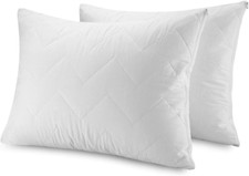 Quilted Zippered Pillow Protector Case Waterproof Hypoallergenic Cover Set of 2