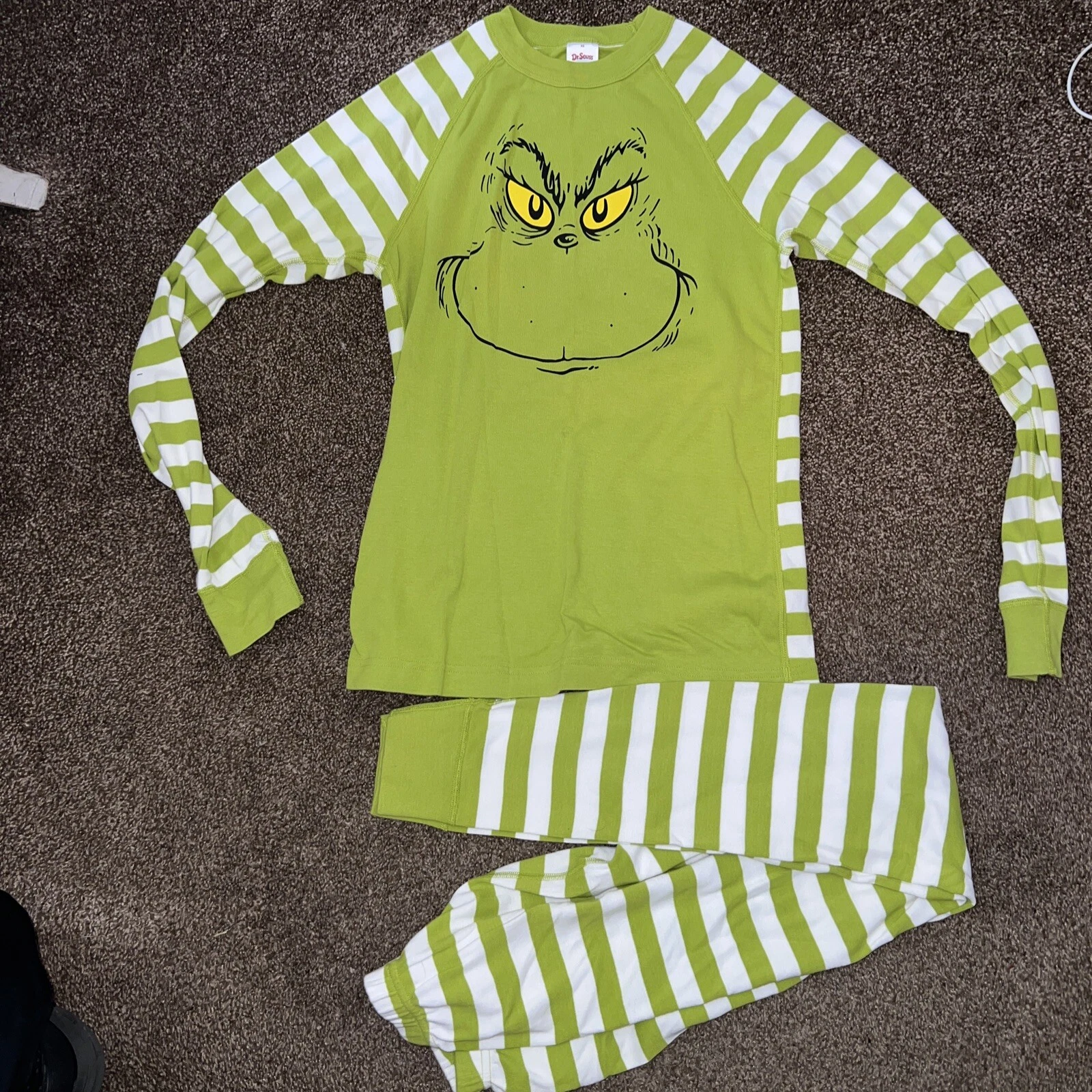 Adult Dr. Seuss Grinch hanna anderson Long John Pajama Set XS