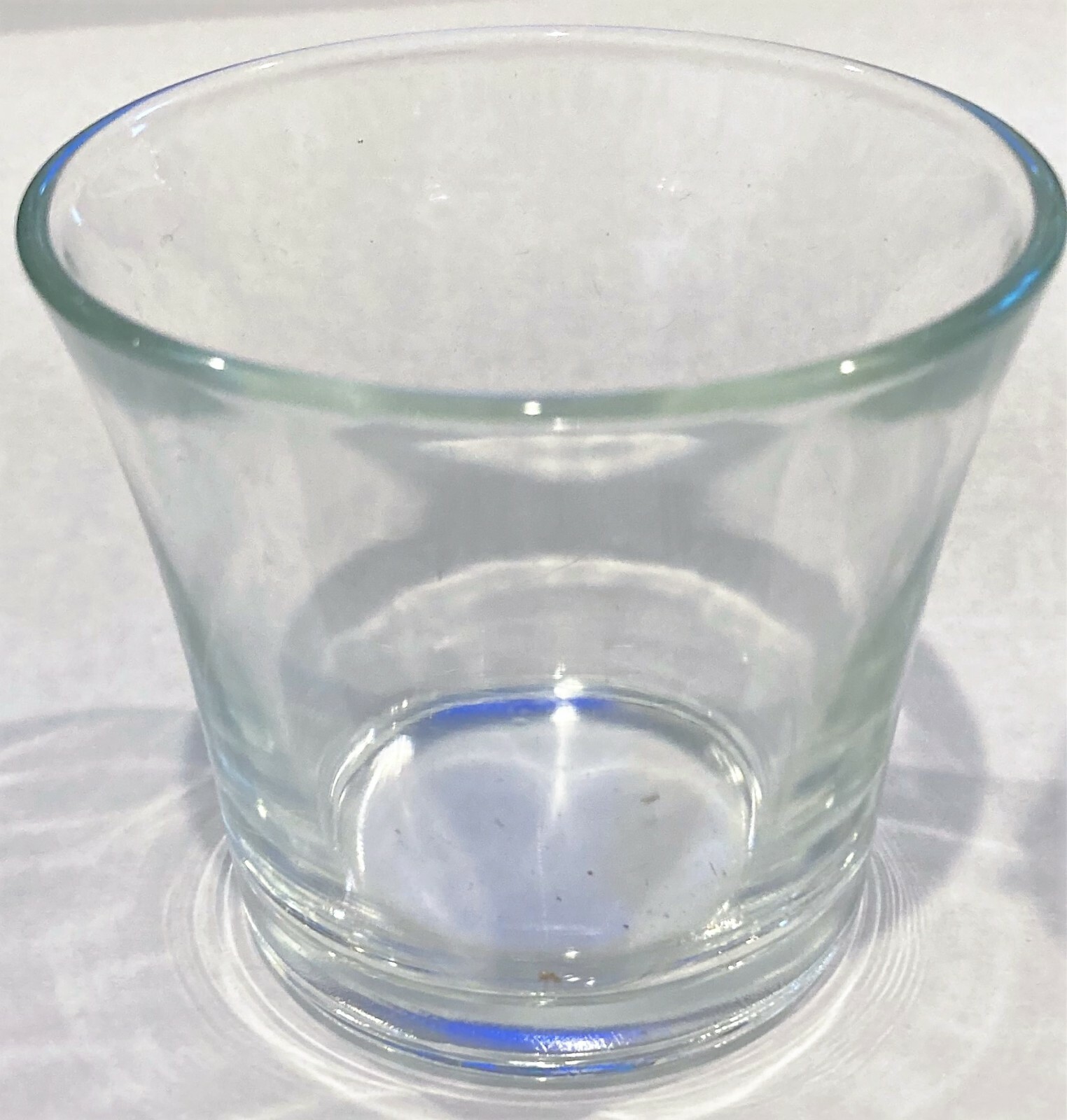 Lot of 2 metal candle holders with glass inserts, cut-out in holder, distressed