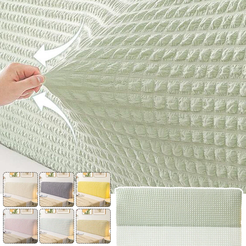 Cabecero de cama elástico cubierta gofrera cabecero liso funda antideslizante cama a prueba de polvo. Foto 2 de 4