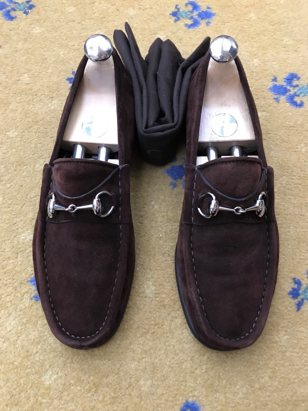 Gucci Suede Brown Horsebit Loafers Mens UK 7 US 8 EU 41-image