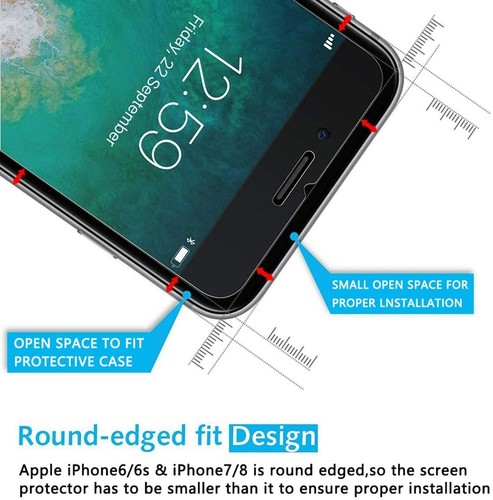 3 Pack FOR iPhone 6 7 8 Clear Tempered Glass Screen Protector,Case Friendly - Picture 7 of 7