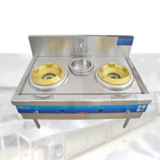 Commercial 2 Burner Gas Stove 12.2'' Natural Gas Cooking LPG Cooking Stove 110V