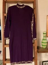 st john evening dress sz 8 purple santana knit bead cocktail euc
