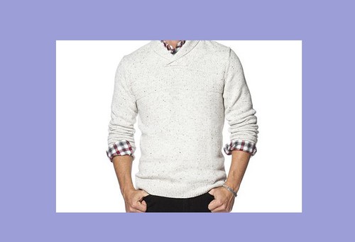Textured Shawl Collar Sweater ~ XL 