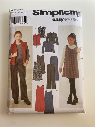 Simplicity 4839 Girls Sz 7-16 Jacket Vest Pants Jumper Sewing Pattern UNCUT ab9 - 第 1/2 張圖片