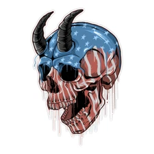 American Flag Demon Skull Bumper Sticker Military Vinyl Soldier Decal 5"