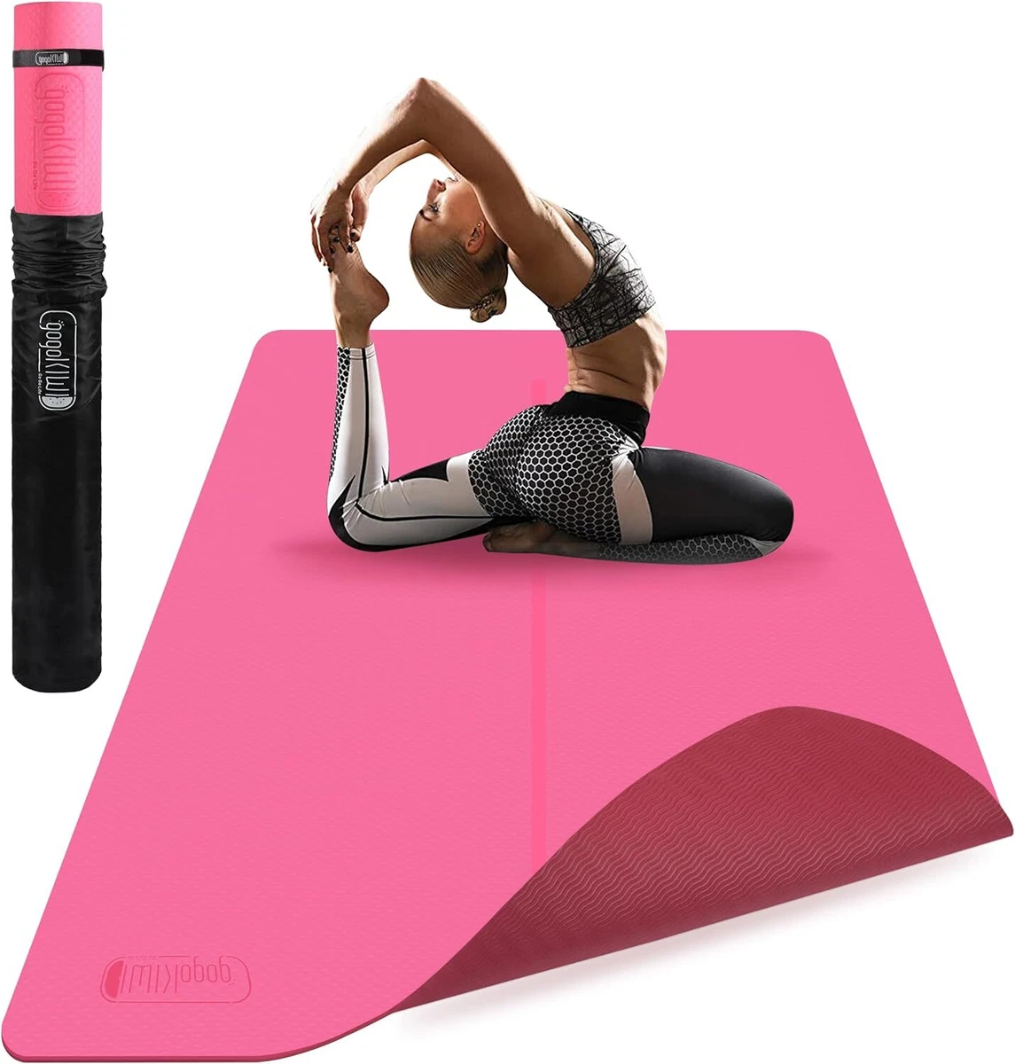 Gogokiwi Large Yoga Mat (6'x4') Extra Wide 1/4 Thick Workout Blush Pink