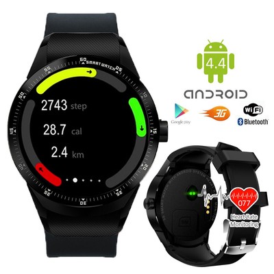 3G Android 4.4 SmartWatch by Indigi [Google Play Store + Pedometer + Heart  Rate] | eBay