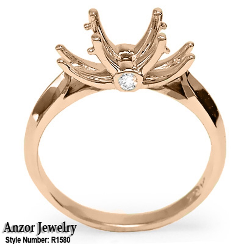 14k Solid Rose Gold Diamonds Engagement Setting Ring #R 1580 $599.00 4 to 9.5