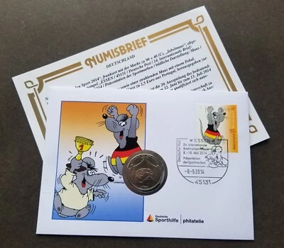 [SJ] Germany Sports Aid 2014 Games Rat Cartoon FDC Animation (coin cover) - Image 1 of 4