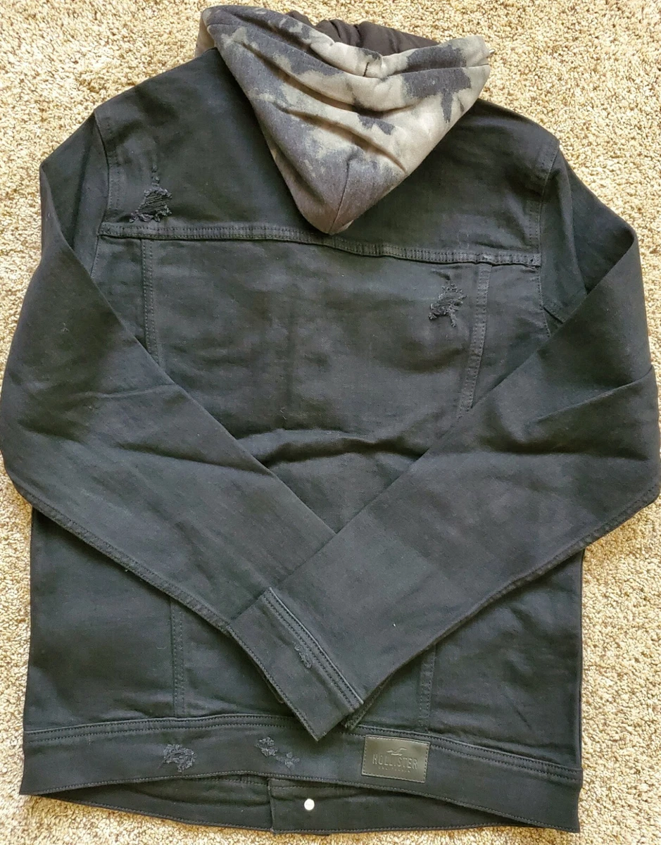 Stretch hooded denim 2025 jacket hollister