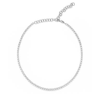 14K White Gold Choker Necklace With TCW Round Diamonds