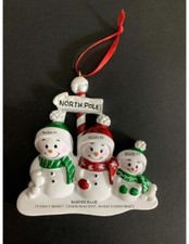 Personalized Christmas Tree Ornament North Pole Snowmen Family of 3