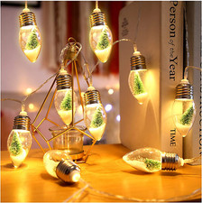Christmas Tree Snow Globe String Lights, 10 LED Clear Bulbs Christmas Tree Strin