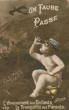 Propaganda WW1 Postcard French 'Children's Amusement' Parents Peace of Mind N