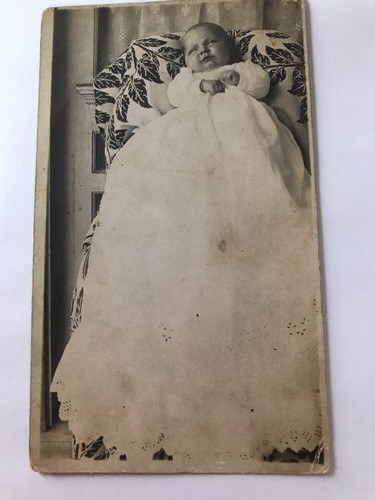 Vintage Post Card Real Photo RPPC PC Baby in Long Christening Dress X-27 - Picture 2 of 5