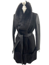 Karen Millen Real Sheepskin Shearling Designer Jacket Coat Toscana Uk14 Us10eu42