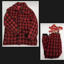 Woolrich Hunting Jacket 23" Chest Pants Set Wool Pants 34x28 Flannel Red  D5 