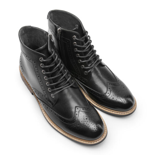 Herren Elegant Knöchel Motorrad Stiefel Budapester Zehe Seitlicher Reißverschluss - Bild 7 von 27