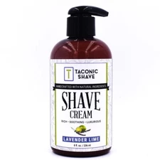 Taconic Shave Lavender Lime Artisan Shave Cream 8 oz Pump Bottle All Natural