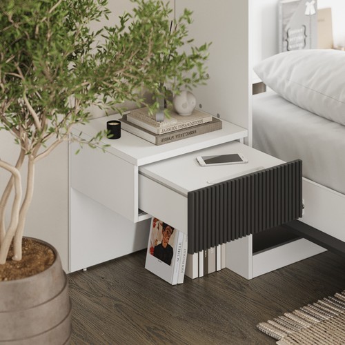 SMARTBett Schrankbett Set 160-Schrankbett Horizontal WAVES mit 2 Nachtkonsolen - Bild 11 von 41