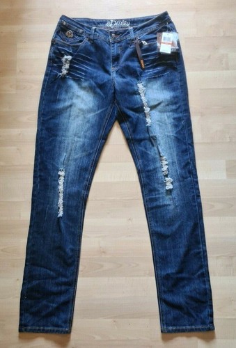 DEREON Jeans Distressed Skinny Leg Medium Wash Denim Size 11/12 Flap Pocket NWT - Picture 2 of 11