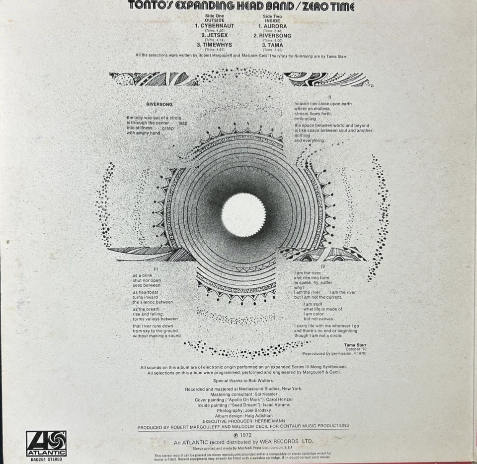 TONTO'S EXPANDING HEAD BAND 'ZERO TIME' 12'' VINYL ALBUM ATLANTIC K40251 1971 - Image 4 of 4