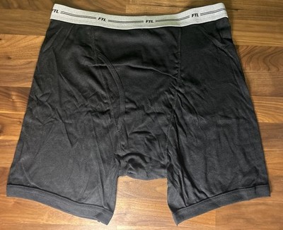VTG Fruit of the Loom FTL Black Shorts Trunk Boxer Brief Underwear L Banded Leg